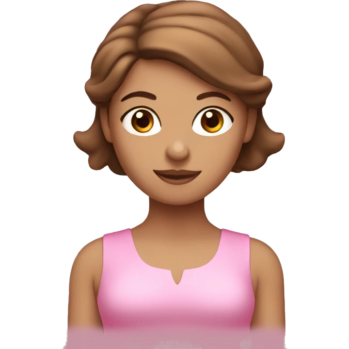 Pink pilates princess with brown hair emoji