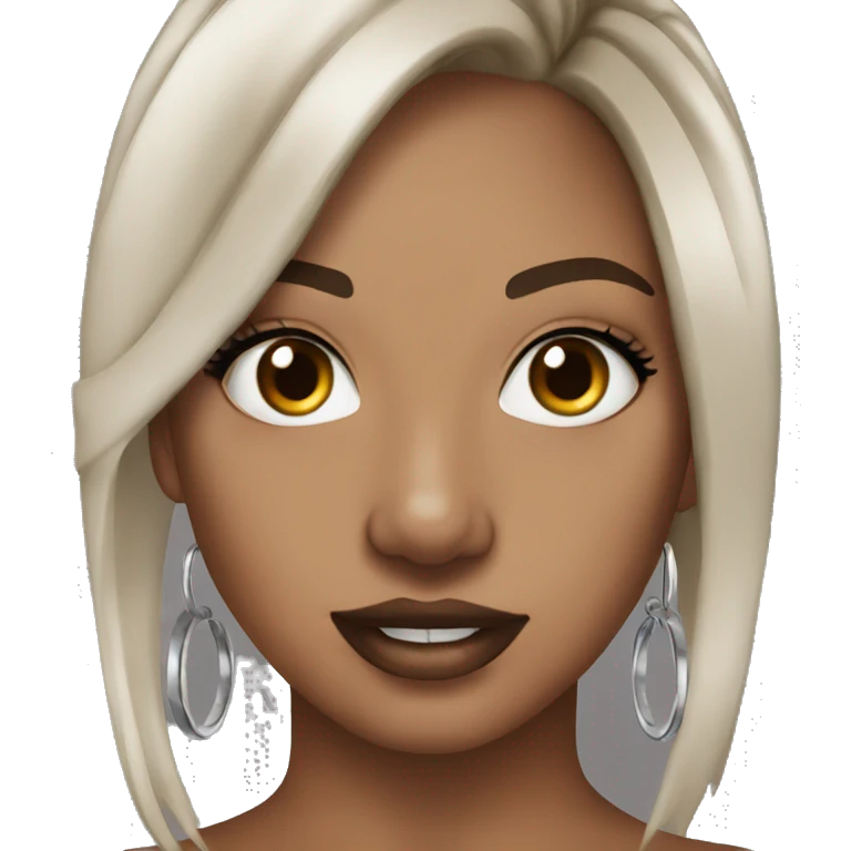 Tattoo girl brown hair silver hoop earrings  emoji