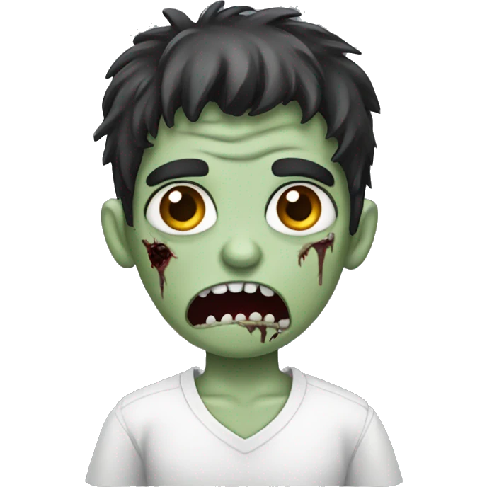 boy zombie with dark hair and white shirt emoji