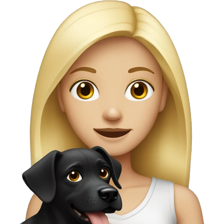 Blonde girl with black dog  emoji