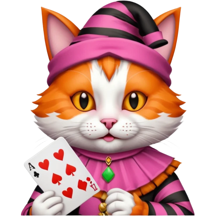 court jester cat, poker cards emoji