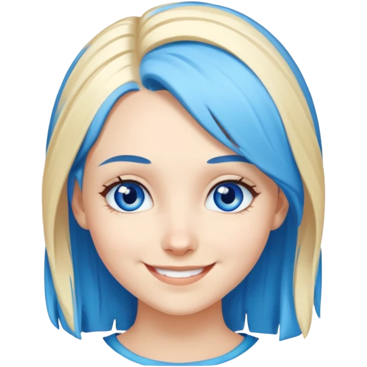 Blonde girl with blue eyes friends with blue hair girl  emoji