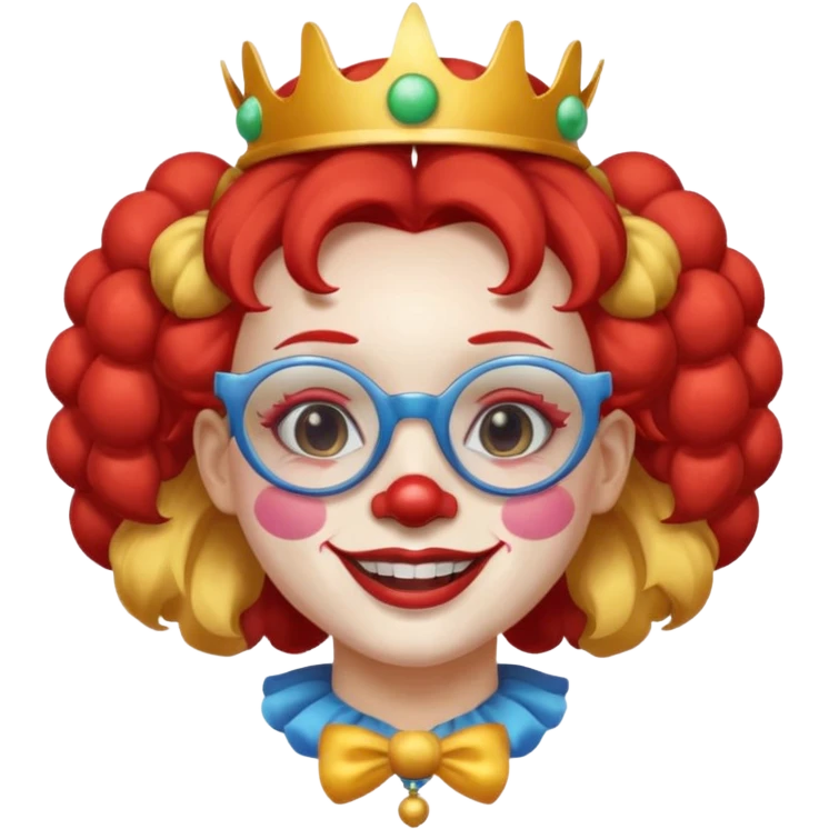 female clown with saint's halo with glasses emoji