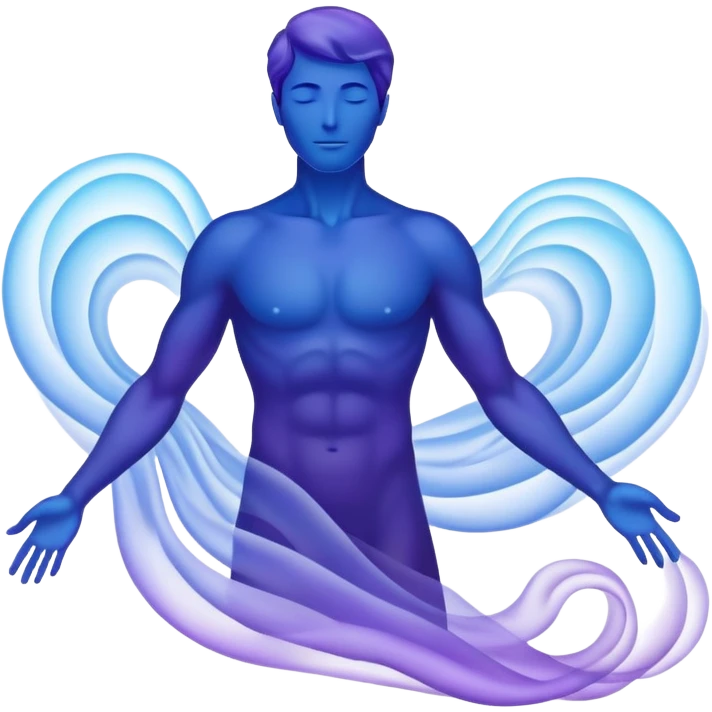 Male silhouette composed of ethereal flowing energy waves, abstract style aura forming the shape of a man, no facial features emoji