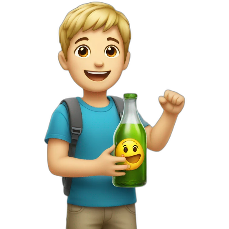 a kid happy with glass bottle  emoji