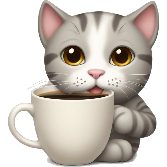 kitty drinking a cup of coffee emoji