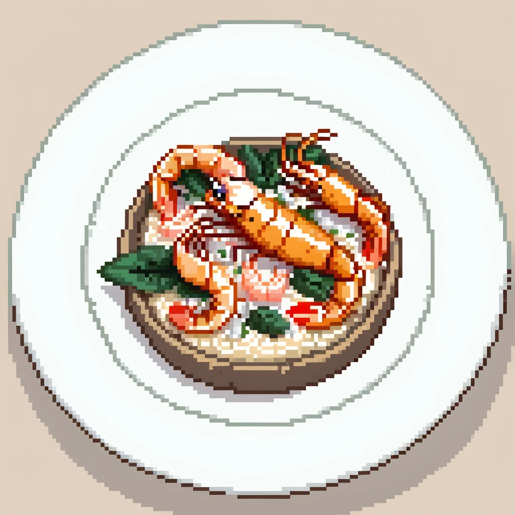 A plate of delicious seafood rice with prawns emoji