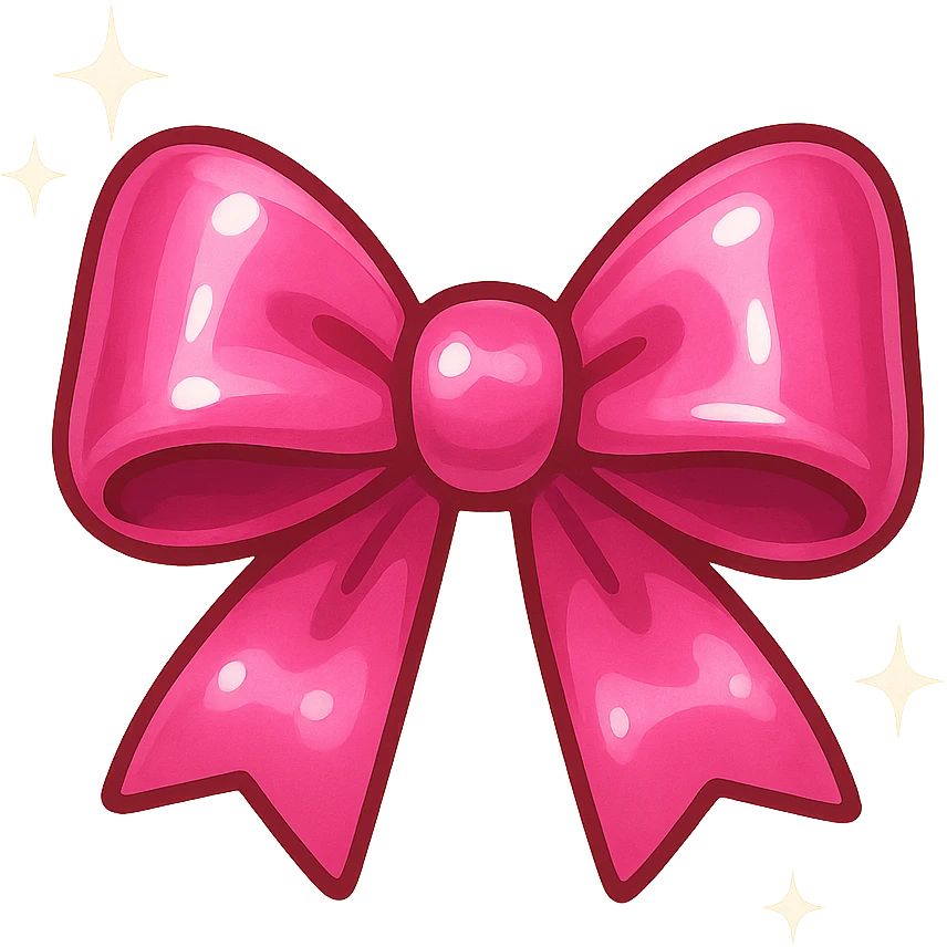 new bow emoji, cute and shiny, with sparkles emoji
