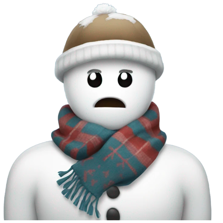 Snow man with scarf and hate  emoji