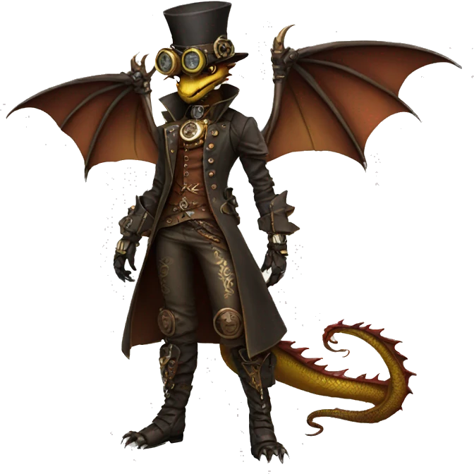 Steampunk Dragon full body emoji