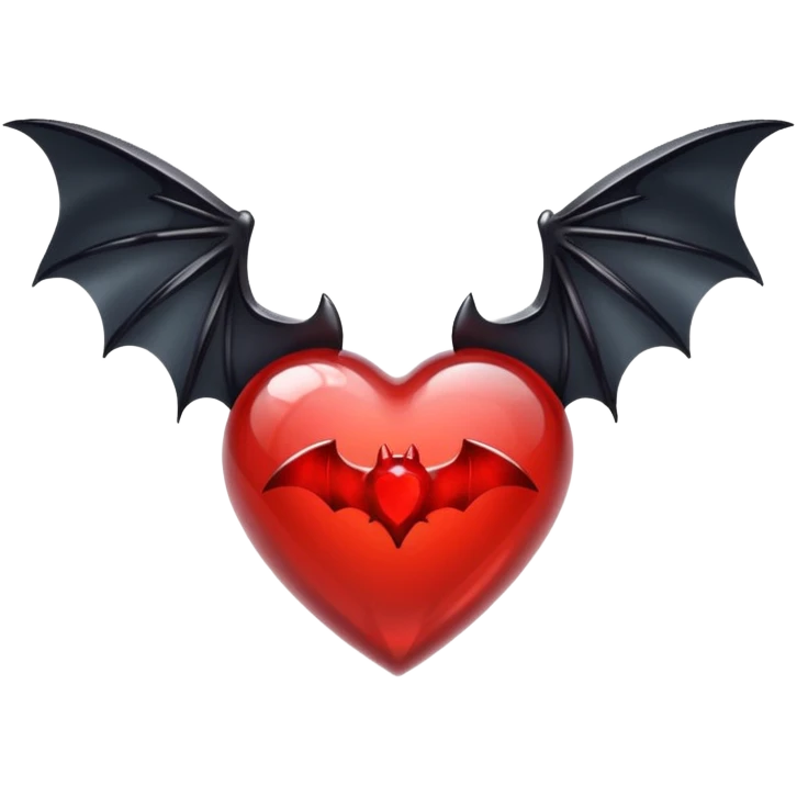 crystal red heart with black bat wings emoji