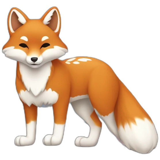 Renard sur une montagne enaigé entouré de Sakura emoji