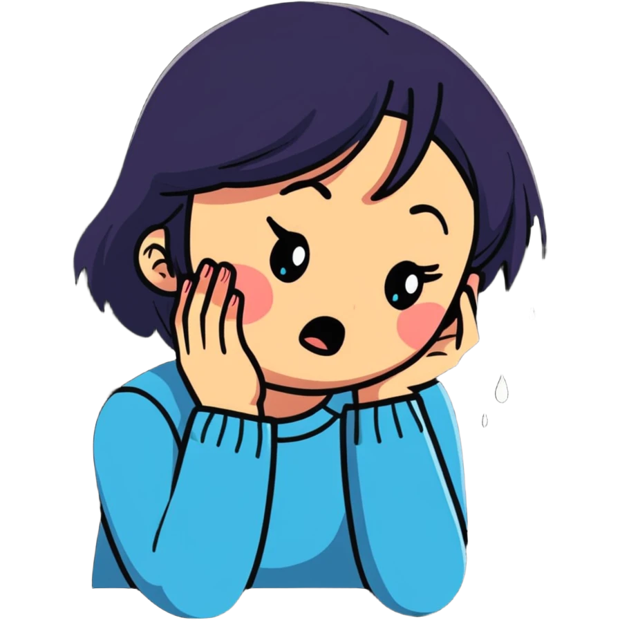 a girl crying in pain, sad, tears streaming down face emoji