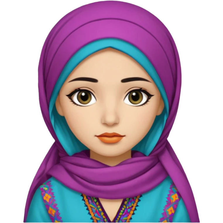 Pashtun, pretty lips, light skin, pashtun clothes, pretty bratz baddie, black eyeliner, colorful emoji