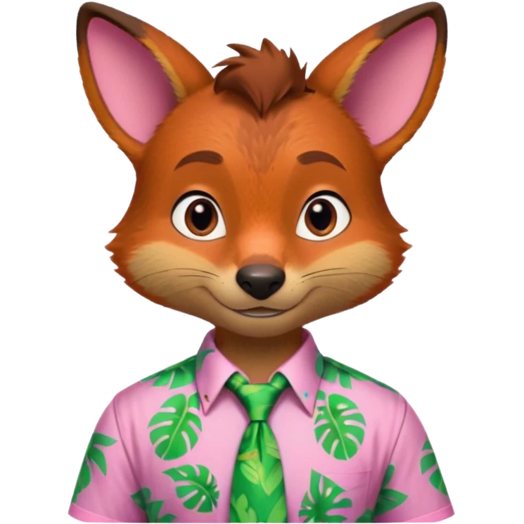 Nick Wilde with a pink Hawaii shirt and green Hawaii tie from the Zootopia Disney movie emoji