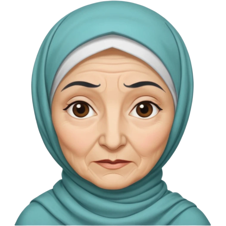 VERY OLD WHITE WOMAN HIJAB BLACK EYEBROWS emoji