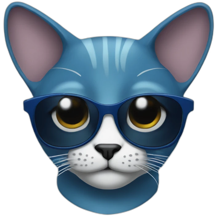 a blue kawaï cat round ears wearing sunglasses emoji