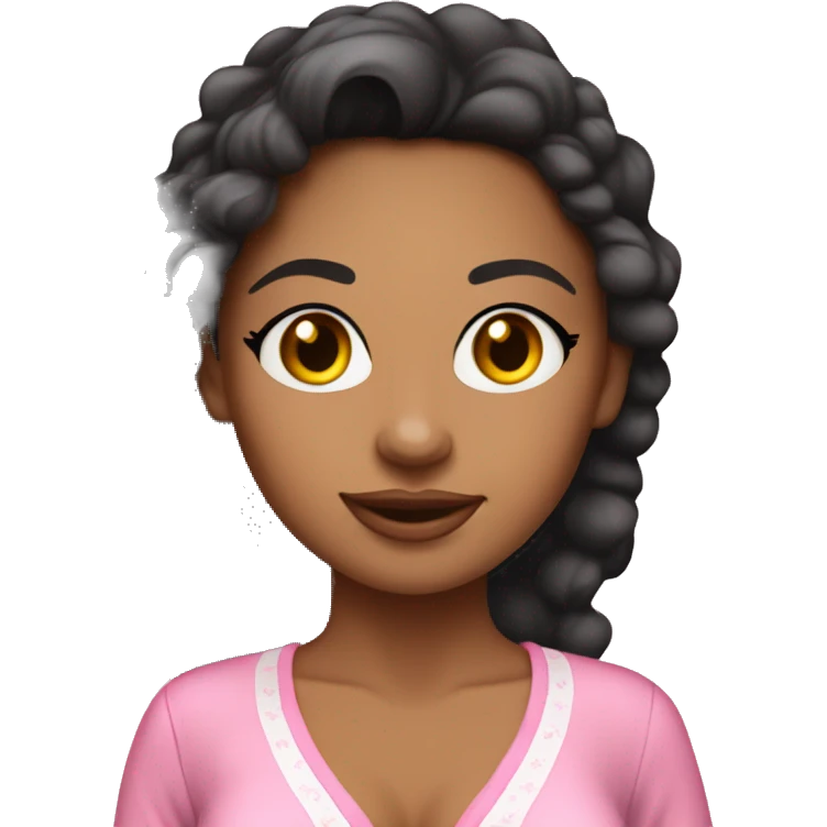 Tan skin girl wearing a pink Coquette pj set emoji