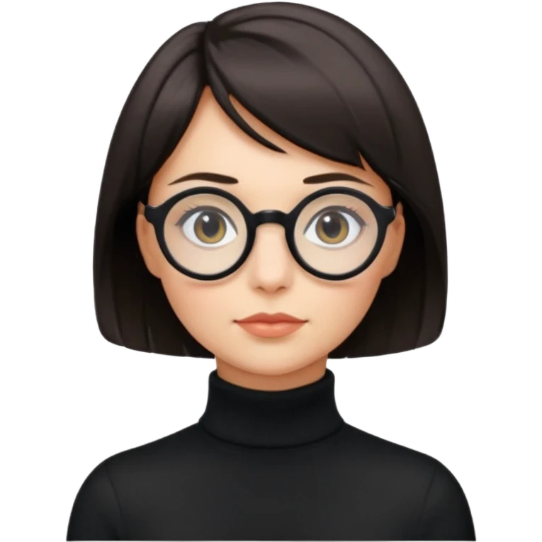 round glasses 검정 목폴라 단발 emoji