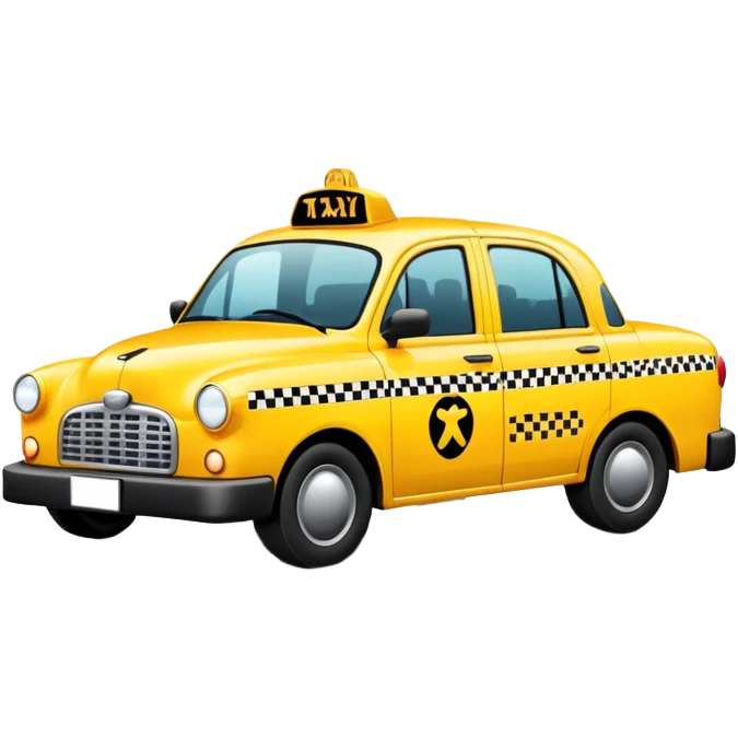 yellow taxi cab with black checkered pattern emoji