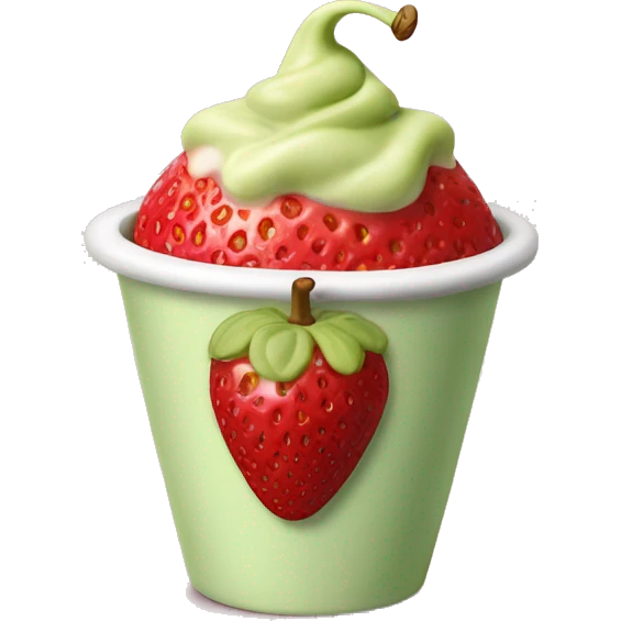 Pistachio cream covered strawberry in a cup  emoji