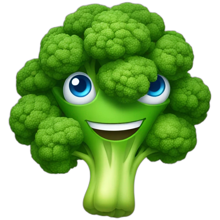 Happy broccolli with blue eyes emoji