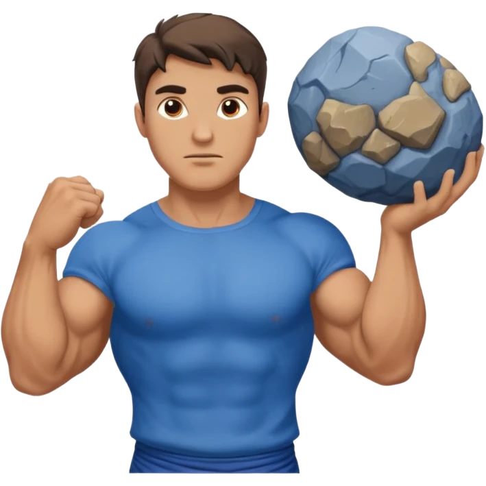 Atlas the greek god with a A big rock and shirt Without a hole emoji