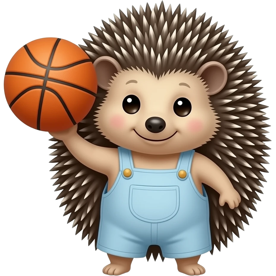 Hedgehog with cloth, playing basketball  front facing emoji