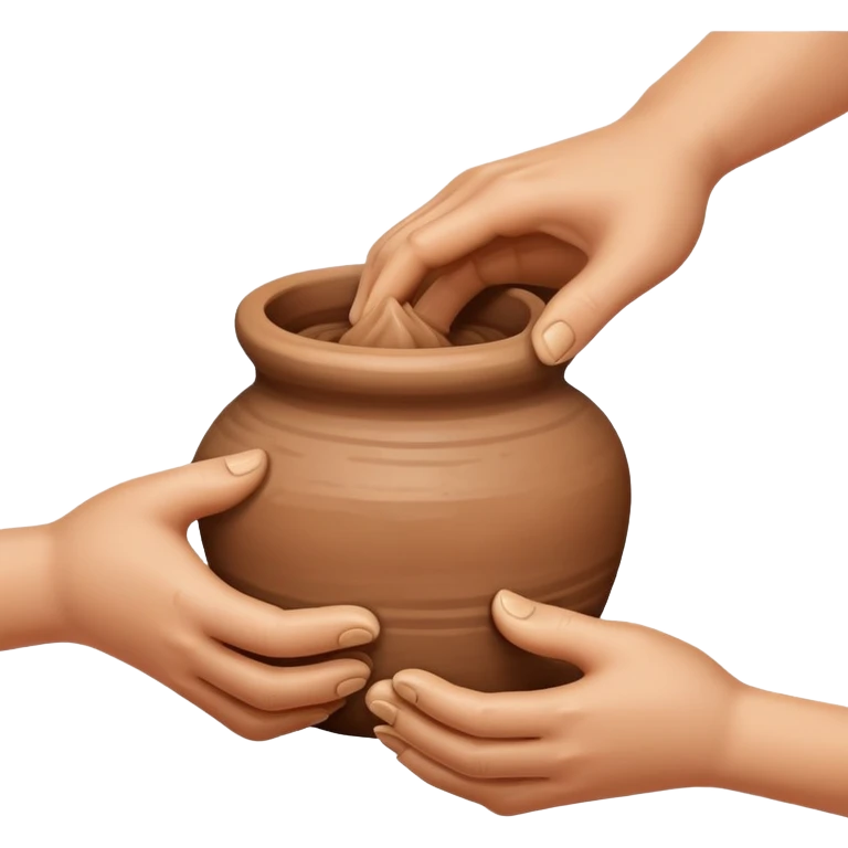 Hands kneading pottery clay emoji