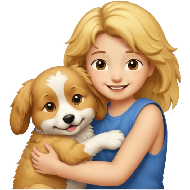 Cute dog with human cuddling emoji