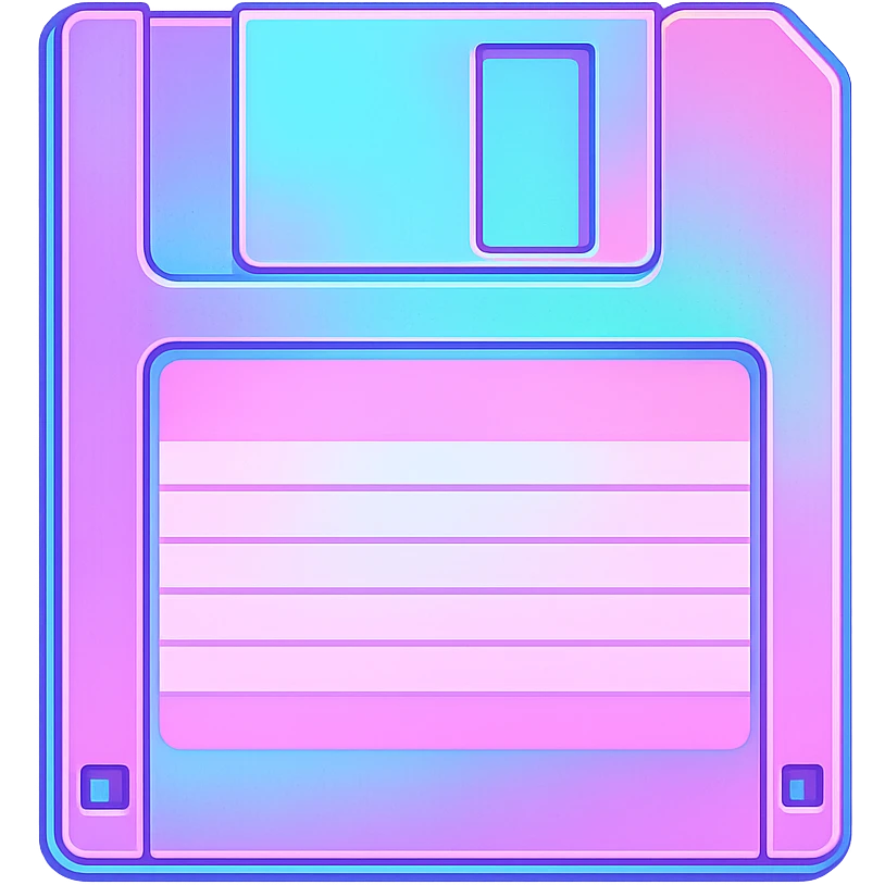 vaporwave style floppy disk, pastel colors, no background emoji