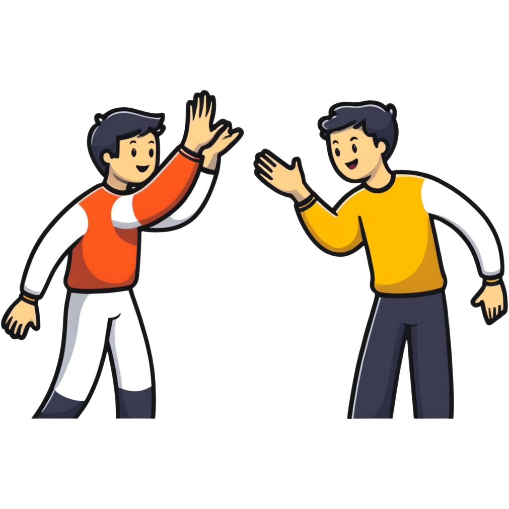 team high-fiving each other emoji