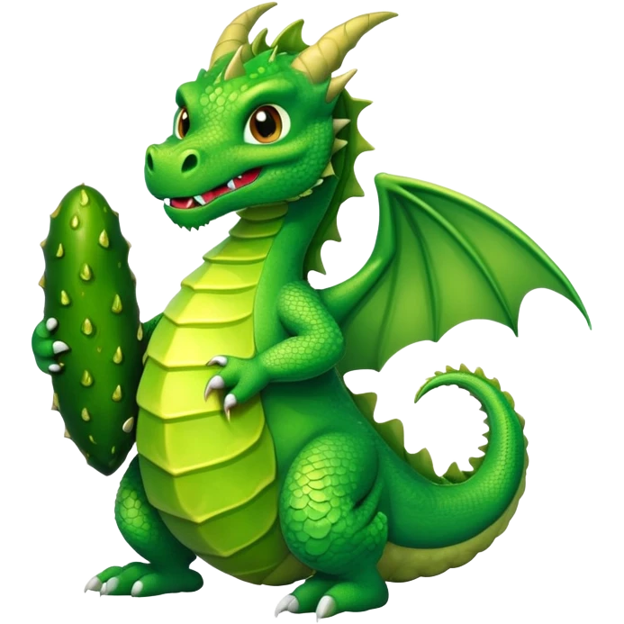 A dragon holding a pickle emoji