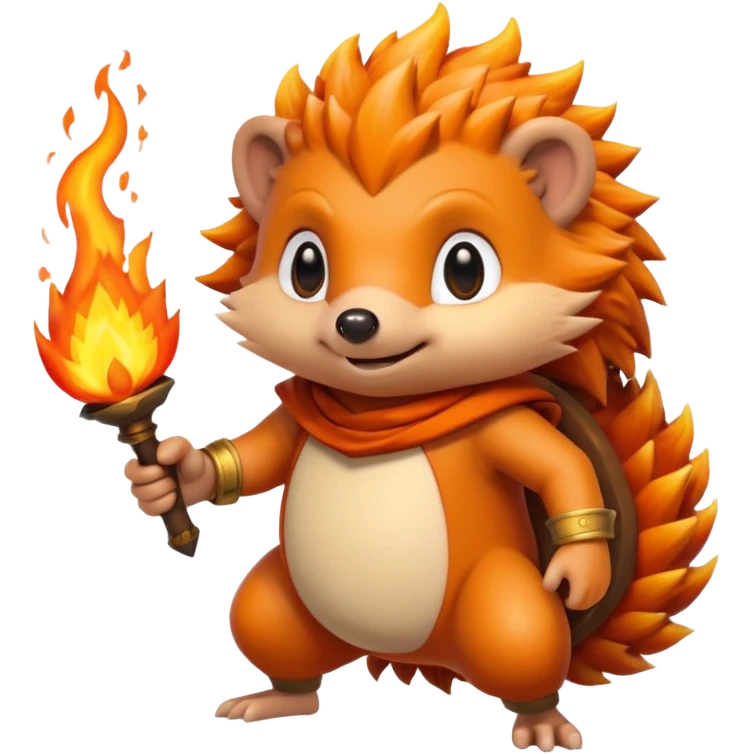 fire bender hedgehog fire in hand posing emoji