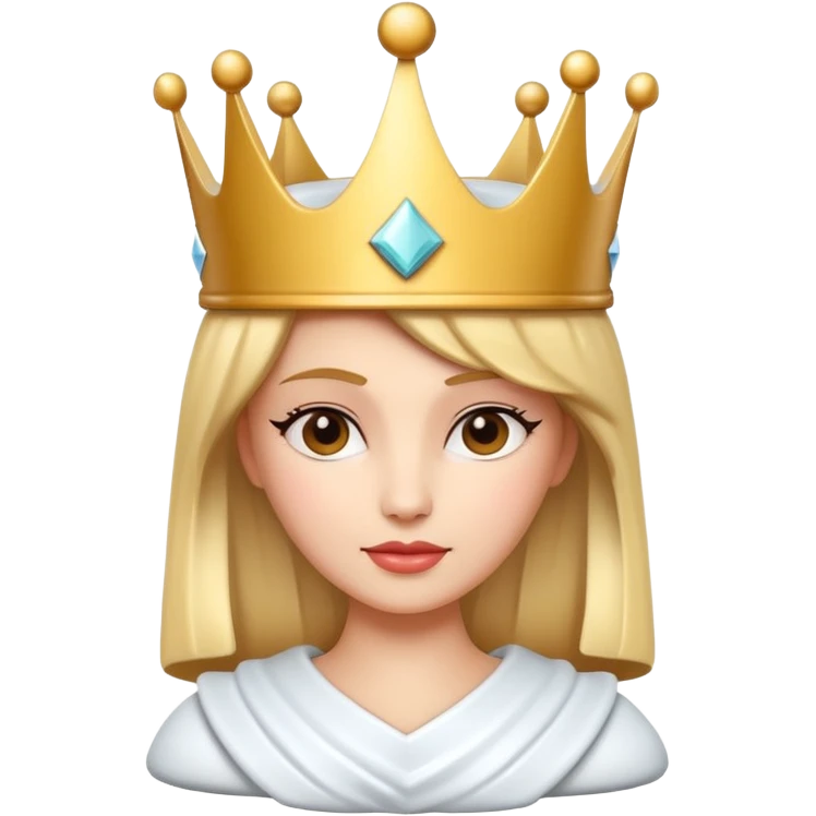 
chess queen piece object, elegant crown top, 3D cartoon, glossy material, soft shadow, mobile game icon style, centered, clean background, no text, no watermark
 emoji