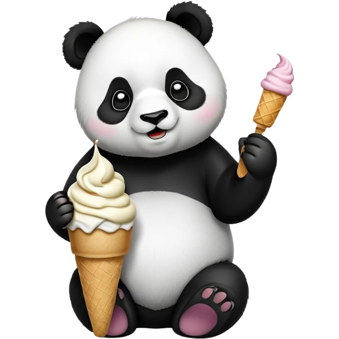 Panda eating ice cream emoji