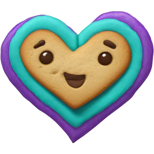 Cookie heart with purple teal awareness ribbon loop emoji