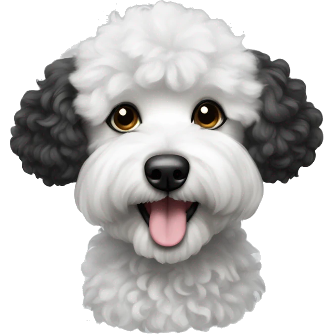 Fluffy black and white poodle mix emoji