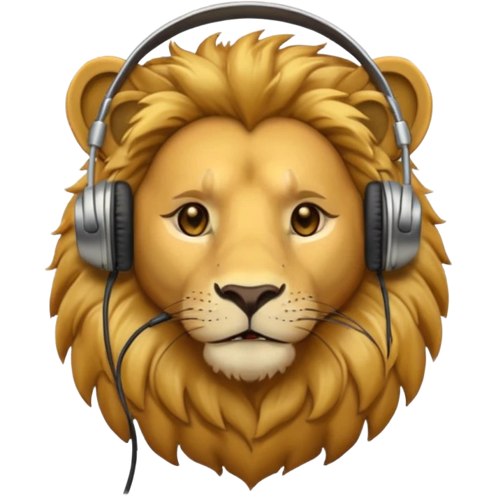 Lion with headphones emoji