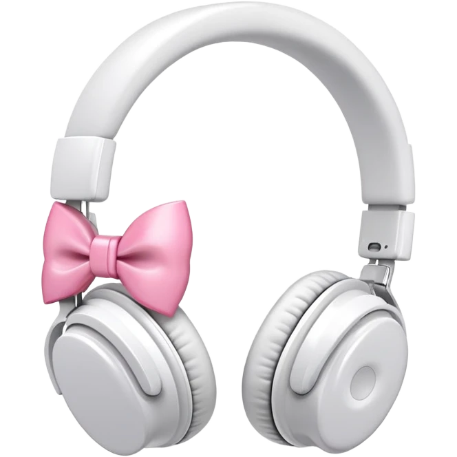 White headphones with pink bow emoji