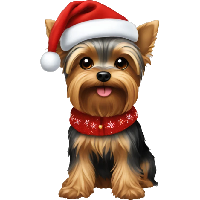 Yorkie wearing Christmas clothes emoji