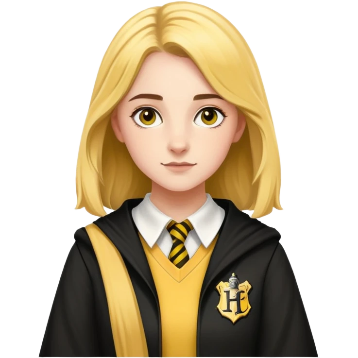 Charlotte Skeoch is hannah abbott in harry potter, wear hogwarts Hufflepuff uniform emoji