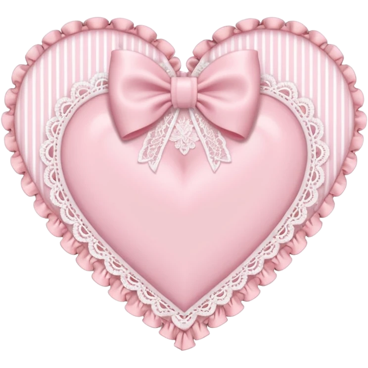 rococo Pastel pink heart with white bow with lace and frills emoji