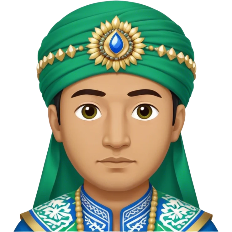 uzbek man with green and blue national outfit headdress emoji