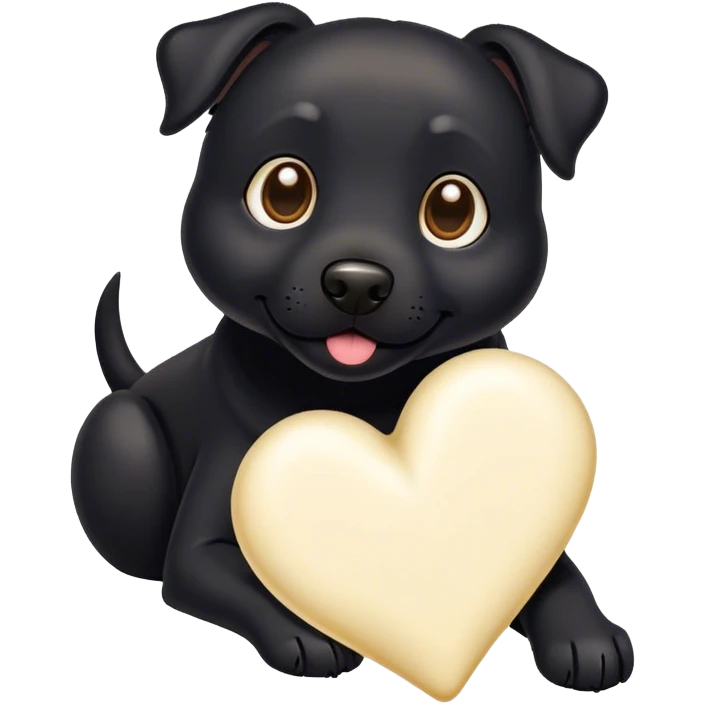 Black dog and cream hearts  emoji