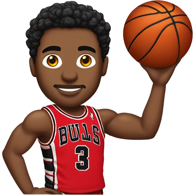basketball player style "bitmoji snapchat", with red chicago bulls tshirt emoji