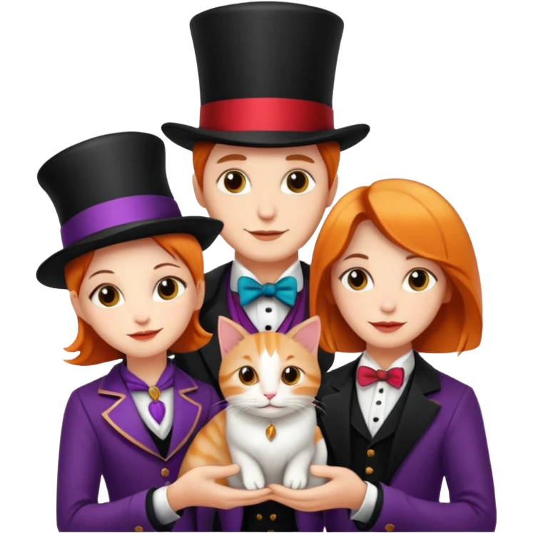 magician couple and their pet cat emoji