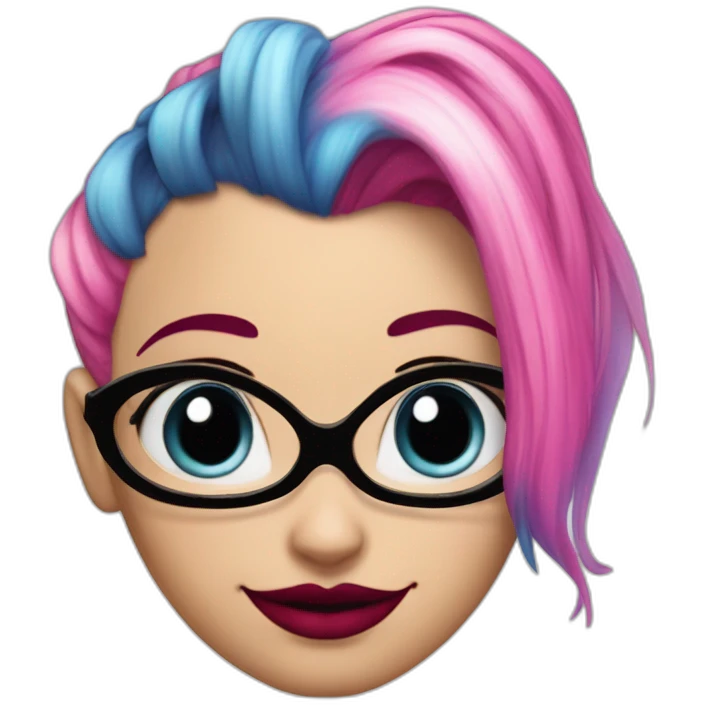 Harley quinn cheveux bleus gauches et cheveux roses droits emoji