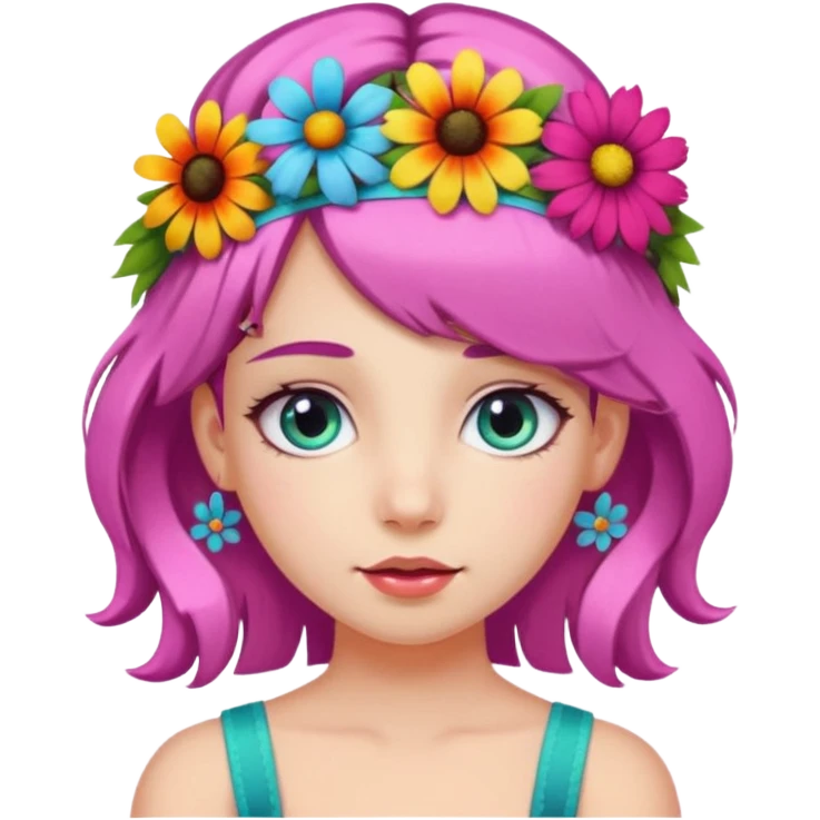 girl with flower hair band  emoji