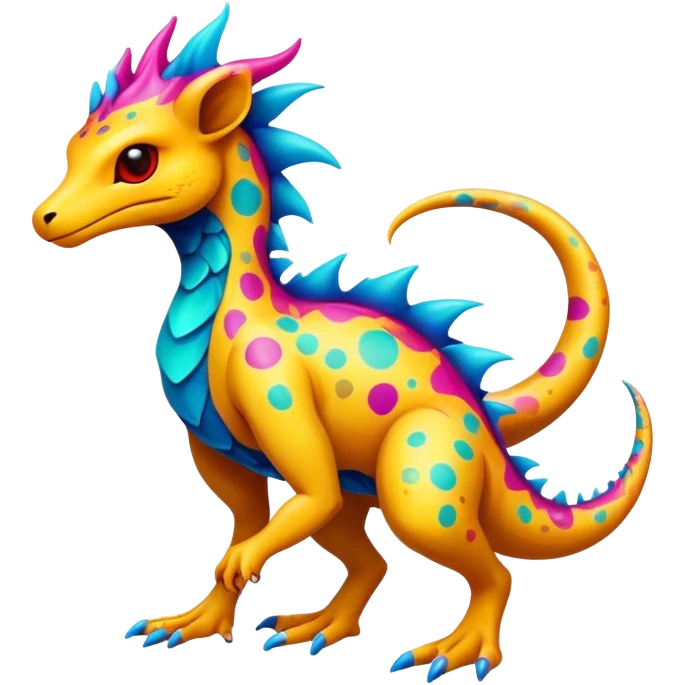 a vibrant colorful edgy vernid-fionbri-creature with splash patterns full body emoji